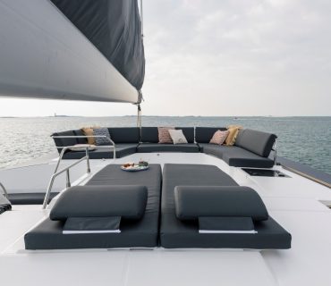 Fountaine Pajot shipyard, the new Fountaine Pajot 51, south Brittany on march 7, 2022, photo © Jean-Marie LIOT - www.jmliot.com