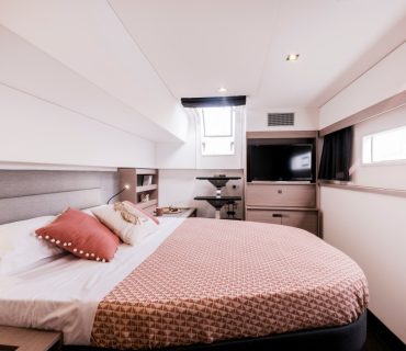 Fountaine Pajot shipyard, the new Fountaine Pajot 51, south Brittany on march 7, 2022, photo © Jean-Marie LIOT - www.jmliot.com