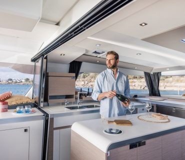 Fountaine Pajot shipyard, the new Fountaine Pajot 51, south Brittany on march 7, 2022, photo © Jean-Marie LIOT - www.jmliot.com